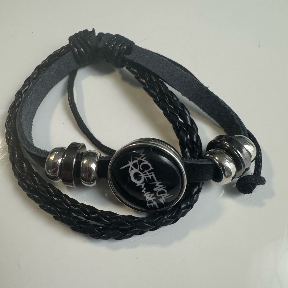 My Chemical Romance Black Leather Adjustable Punk Bracelet